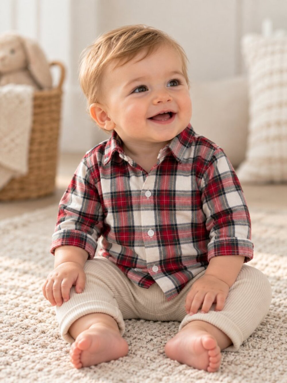 6-9 Months H&M Baby Holiday Plaid Button-Down Shirt | NWT
